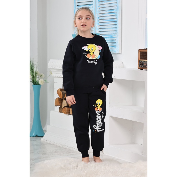 Kapitex 6  Kız Çocuk Twety Baskılı Uzun Kol Pijama Takımı