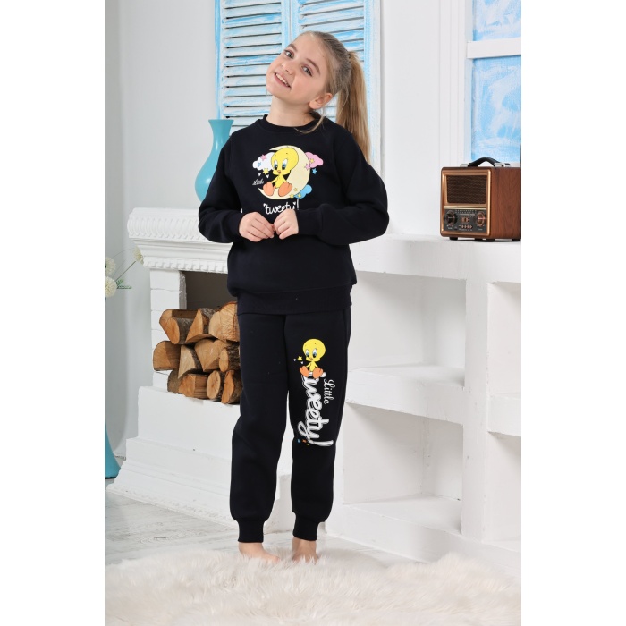 Kapitex 6  Kız Çocuk Twety Baskılı Uzun Kol Pijama Takımı