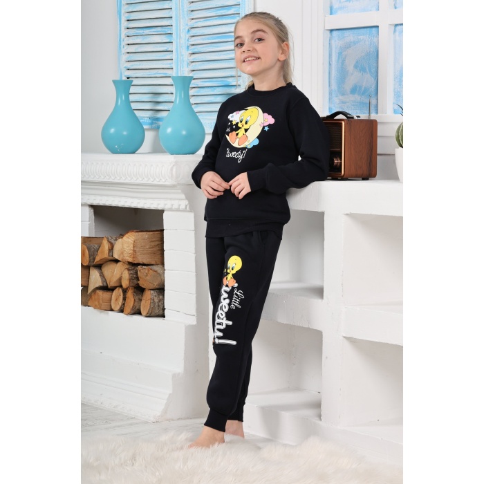 Kapitex 6  Kız Çocuk Twety Baskılı Uzun Kol Pijama Takımı