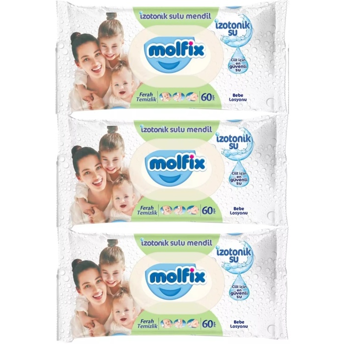 Molfix İzotonik Sulu Ferah Temizlik Islak Havlu Mendil 3lü   Yaprak