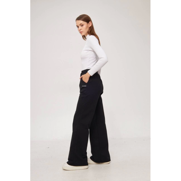 İki Iplik Bol Paça Eşofman Pantalon - Siyah
