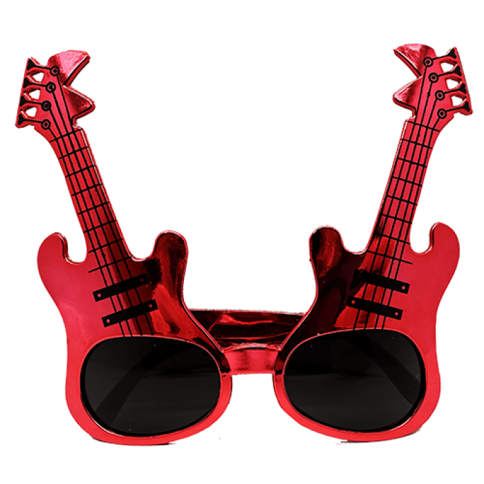 Kırmızı Renk Gitar Şekilli Parti Gözlüğü