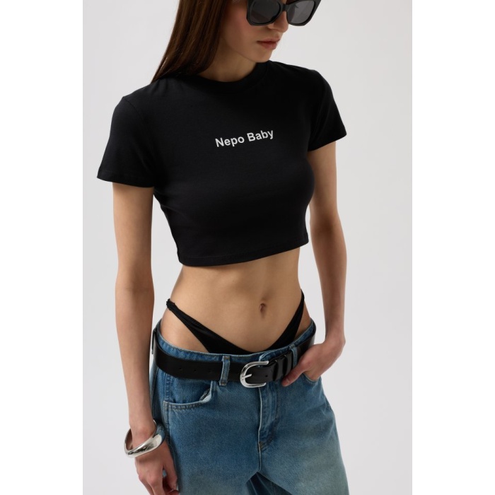 Nepo Baskılı Crop T-Shirt
