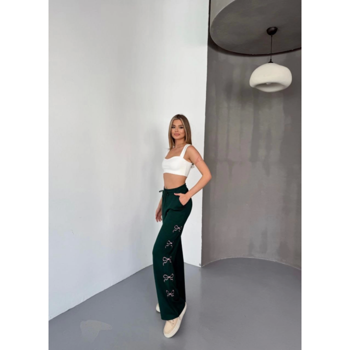 Osy Modal Yumuşak Dokulu Kumaş Nakış Işlemeli Rahat Bol Paça Eşofman Pantalon - Haki