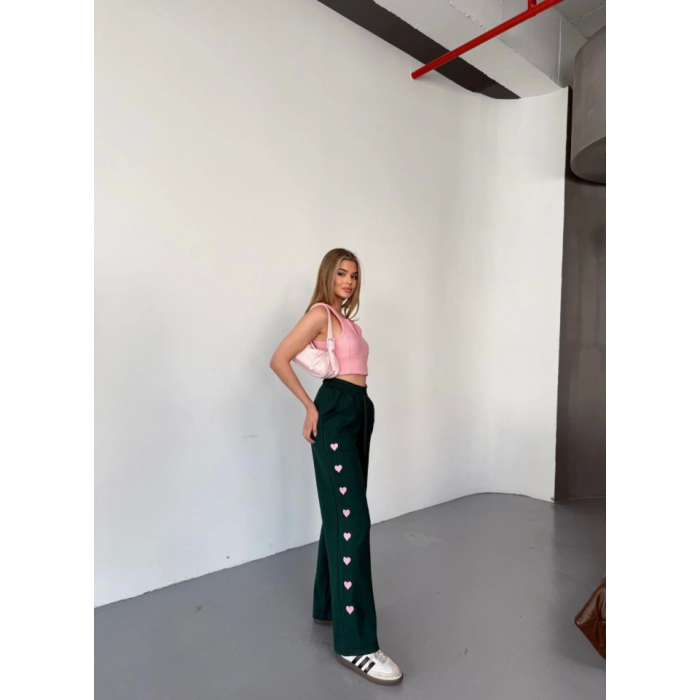 Osy Modal Yumuşak Dokulu Kumaş Nakış Işlemeli Rahat Bol Paça Eşofman Pantalon - Haki