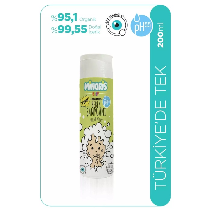     Organik Bebek Saç ve Vücut Şampuanı 200ml