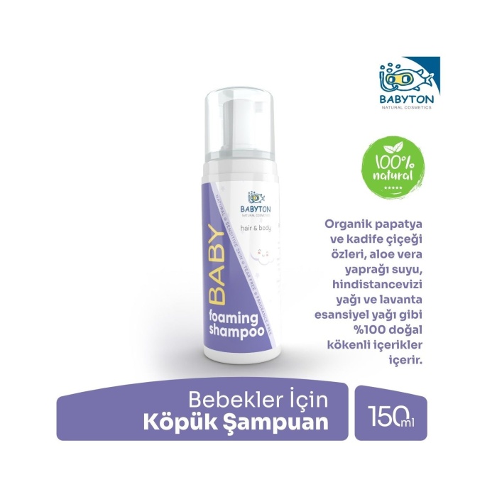  ton Yenidoğan Doğal ve Organik Köpük Şampuan 150ml