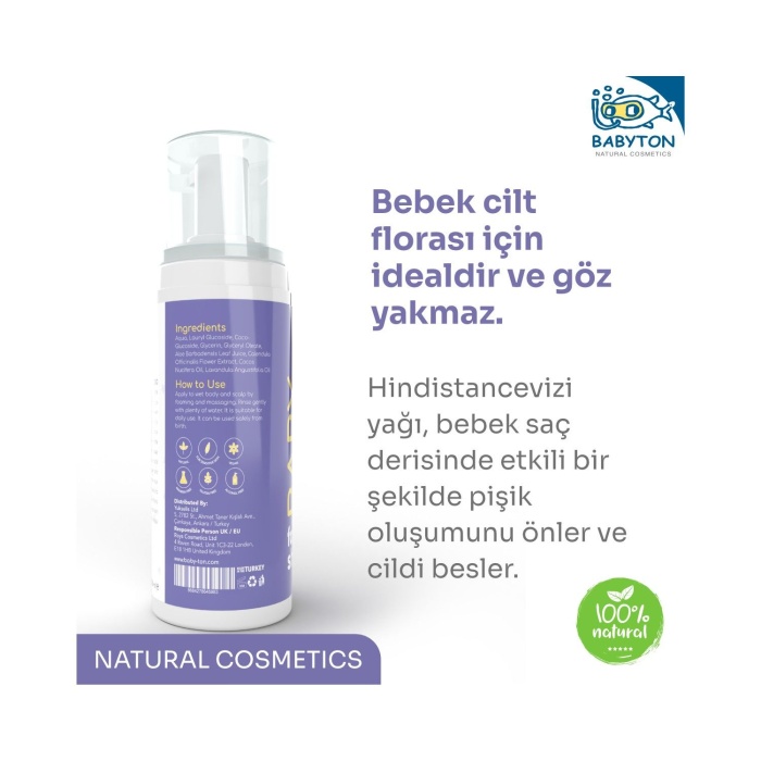  ton Yenidoğan Doğal ve Organik Köpük Şampuan 150ml