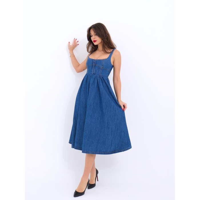 7143 KOT ELBİSE-MAVİ