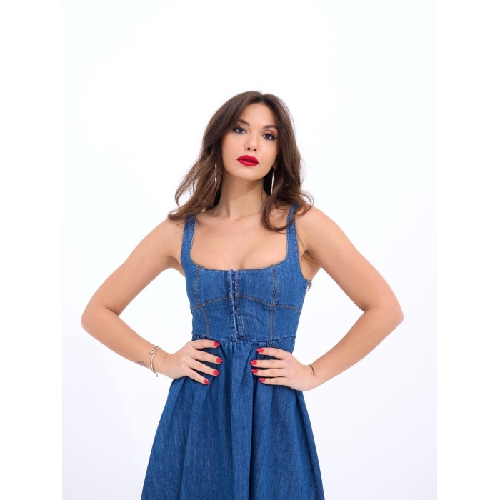 7143 KOT ELBİSE-MAVİ