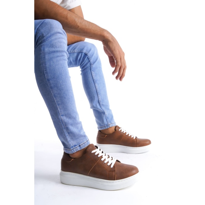    Boost Bağcıklı Cilt Erkek Günlük Sneaker Ayakkabı BT - Taba