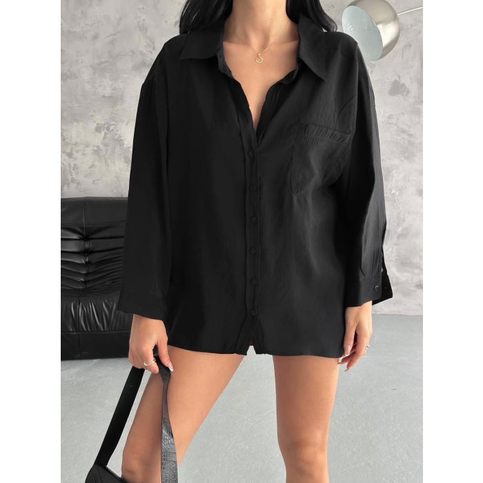 Modal oversize cepli gömlek