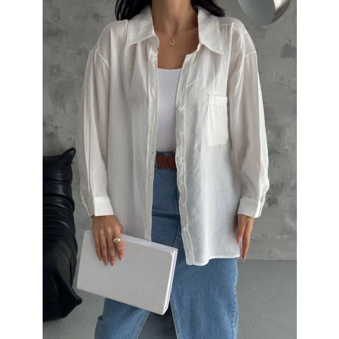Modal oversize cepli gömlek