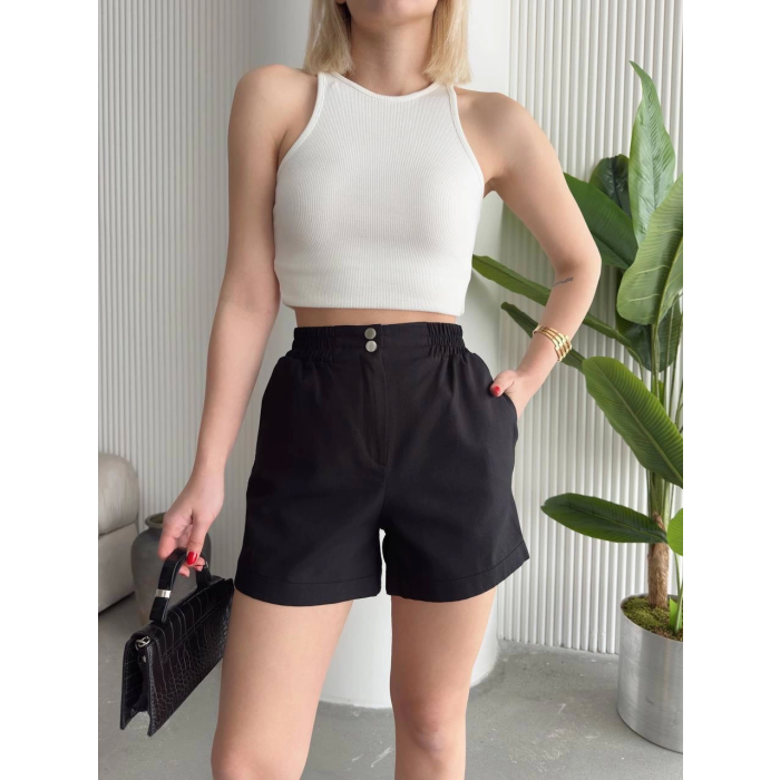 Çıtçıtlı gabardin şort