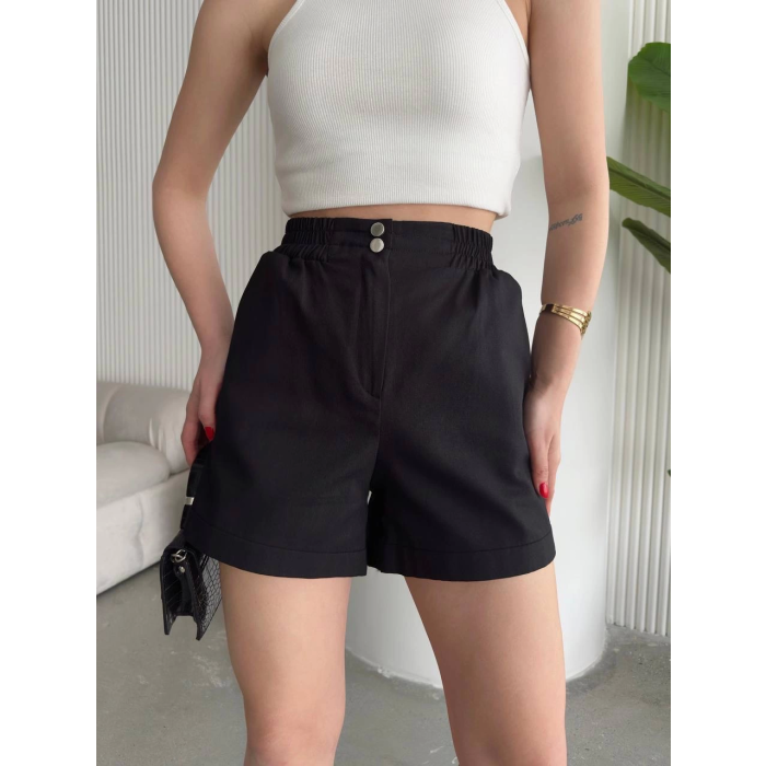 Çıtçıtlı gabardin şort