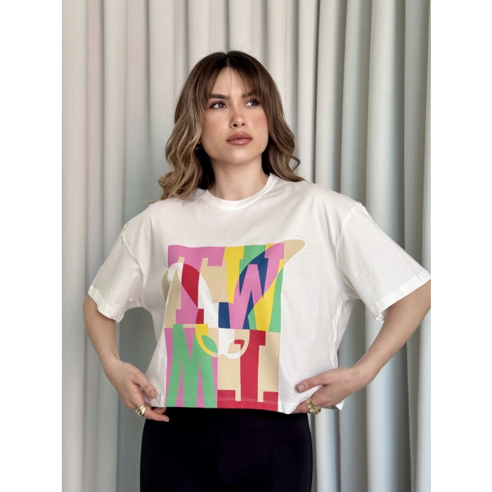 Baskılı crop tişört