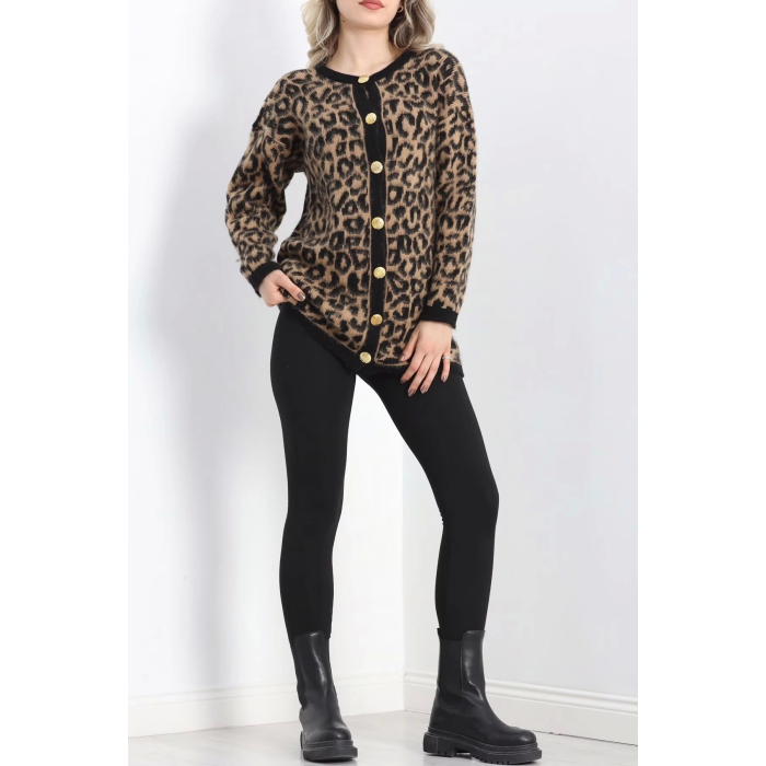 Kahve leopar hırka