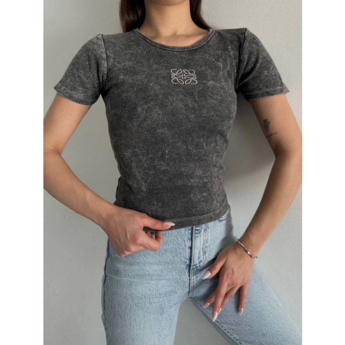Baskılı yıkalmalı bluz