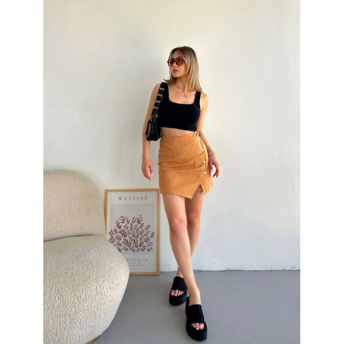Dört çıtçıtlı Gabardin şort etek s249001
