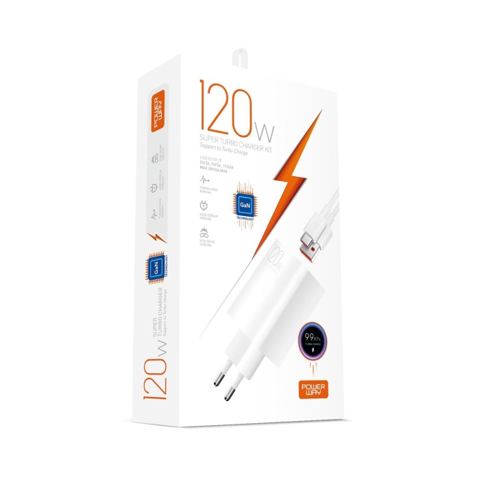 M120S 120W Type-C Şarj Adaptörü ve Kablo Seti Hızlı ve Güvenli GaN Teknolojisi