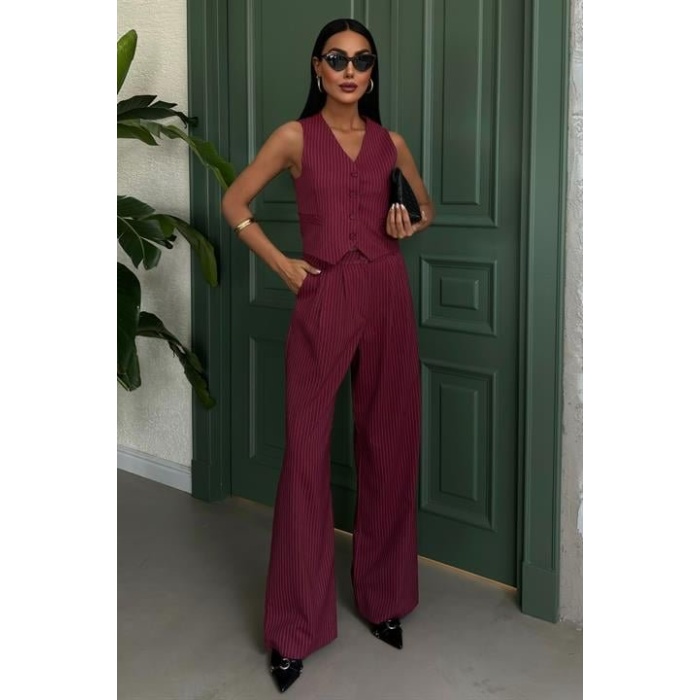 Yelek Ve Pantolon Çizgili Double Takım 10017