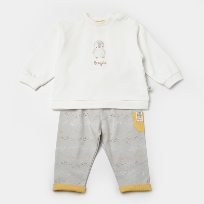 Bibaby Biorganic Penguin Club 2Li Bebek Takım 59809 Ekru Gri
