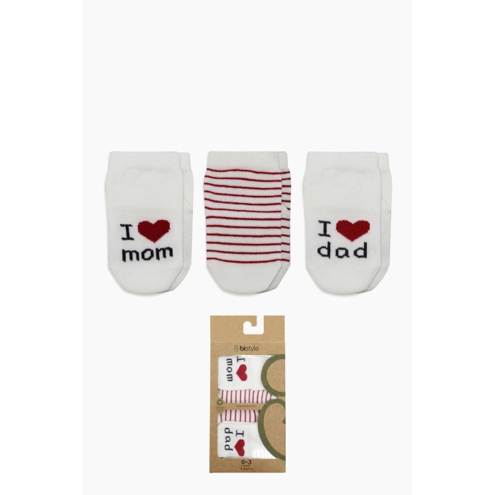 Bistyle Mom Dad 3Lü Penye Soket Çorap 10123 Ekru