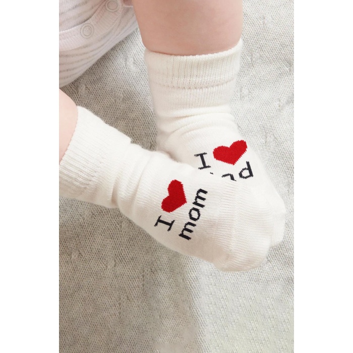 Bistyle Mom Dad 3Lü Penye Soket Çorap 10123 Ekru