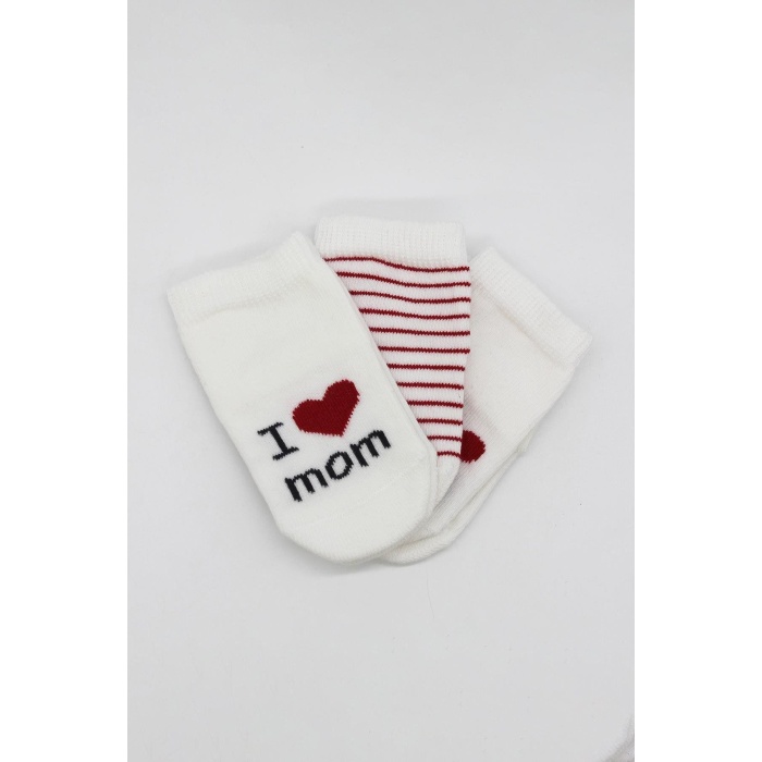 Bistyle Mom Dad 3Lü Penye Soket Çorap 10123 Ekru