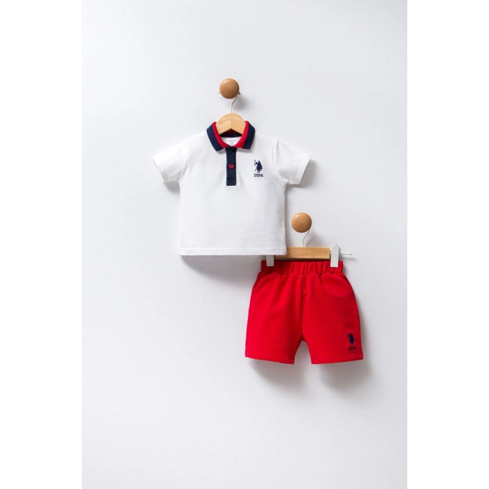 U.S Polo Bebek 2Li Takım USB2339 Beyaz Kırmızı