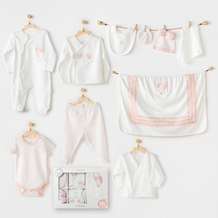 Andywawa AC25551 Newborn Set Pınk Baloons 10Lu Hastane Çıkışı Ekru