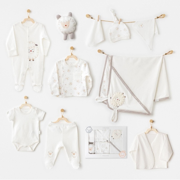Andywawa AC25561 Newborn Set Tinny Ships 10Lu Hastane Çıkışı Ekru