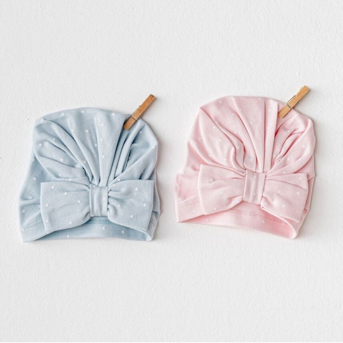 Andywawa AC25648 Cuddly Bunny Bear 2Li Şapka Pink Blue