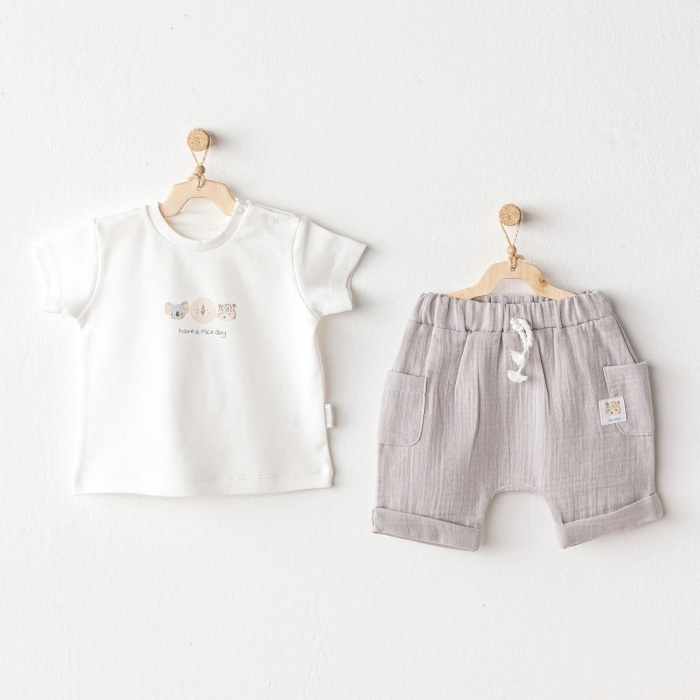 Andywawa AC25847 Happy Animals 2Li Bebek Takım Grey