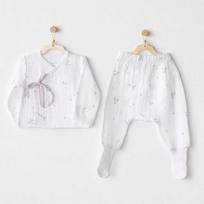 Andywawa AC25584 Magical Butterfly Müslin 2Li Zıbın Takım White