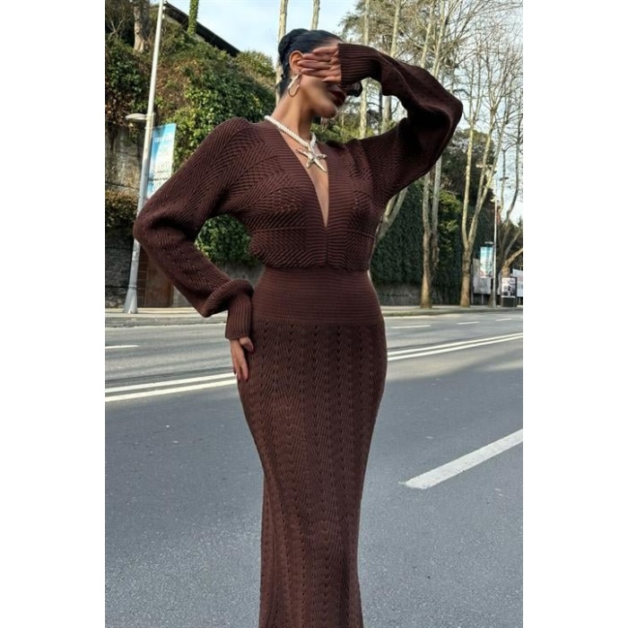 Laura Derin Dekolte Kroşe Elbise 2712-0025