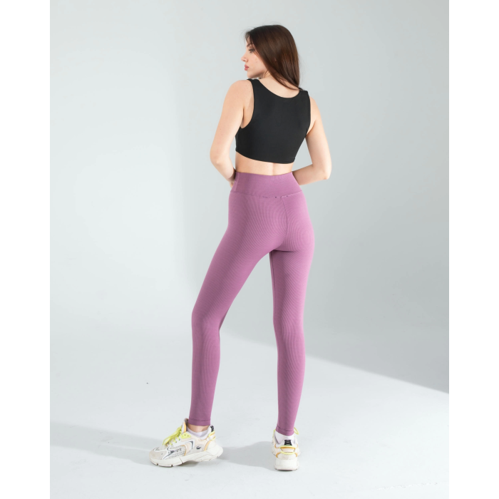 Lila Fitilli Push Up Toparlayıcı Spor Tayt