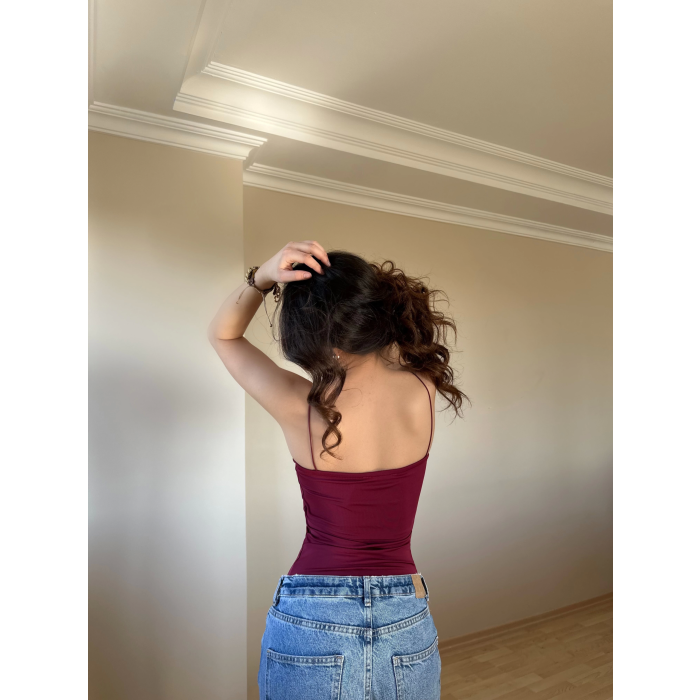 Bordo ZRA Model Poliamid İp Askı Bluz