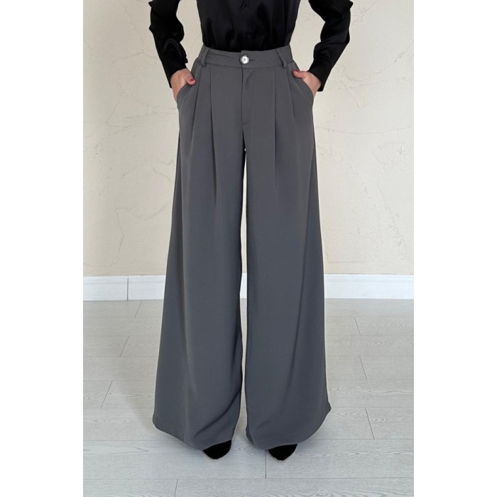 Füme Pileli Comfort Pantolon