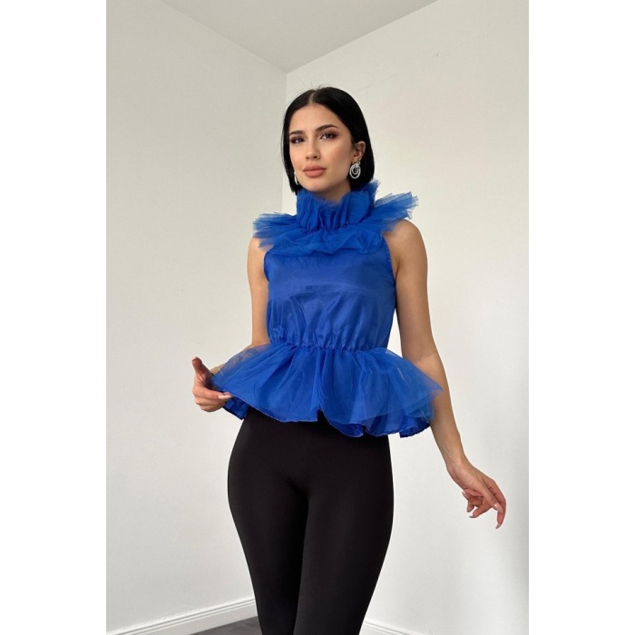Saks Tüllü Bluz