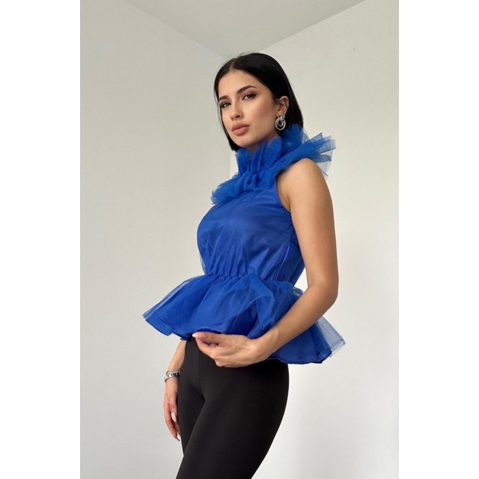Saks Tüllü Bluz