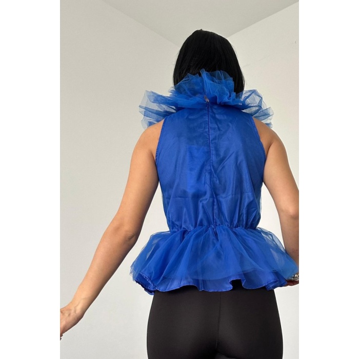 Saks Tüllü Bluz