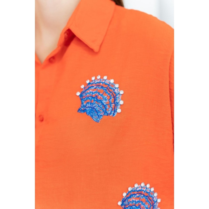 Oranj Deniz Kabuk Desenli Gömlek