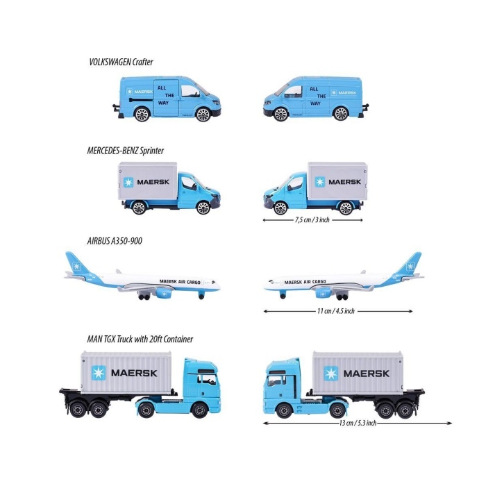 212057290 Majorette MAERSK Lojistik Arabaları 4 Parça -Simba