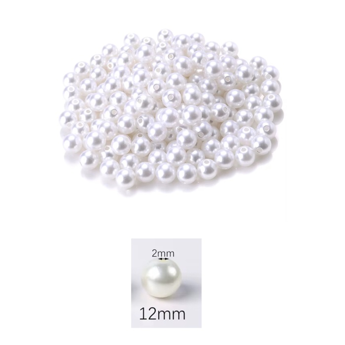 50 gram 12mm Beyaz Renk Plastik İnci Boncuk Çanta ve Takı Yapım Boncuğu (~40 adet)