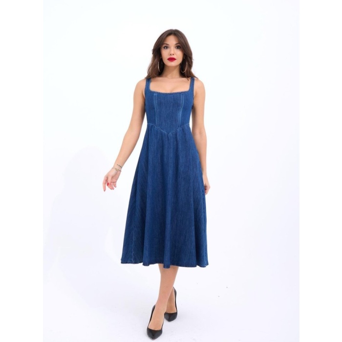 7142 KOT ELBİSE-MAVİ