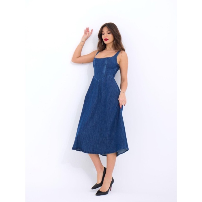 7142 KOT ELBİSE-MAVİ