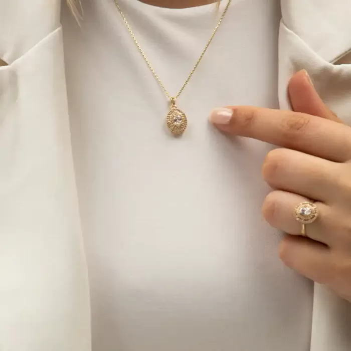 OVAL TAŞLI ÜÇLÜ SET