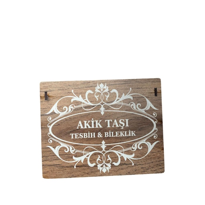 ÖZEL AHŞAP KUTULU AKİK TAŞI TESBİH BİLEKLİK SET DOĞAL TAŞ