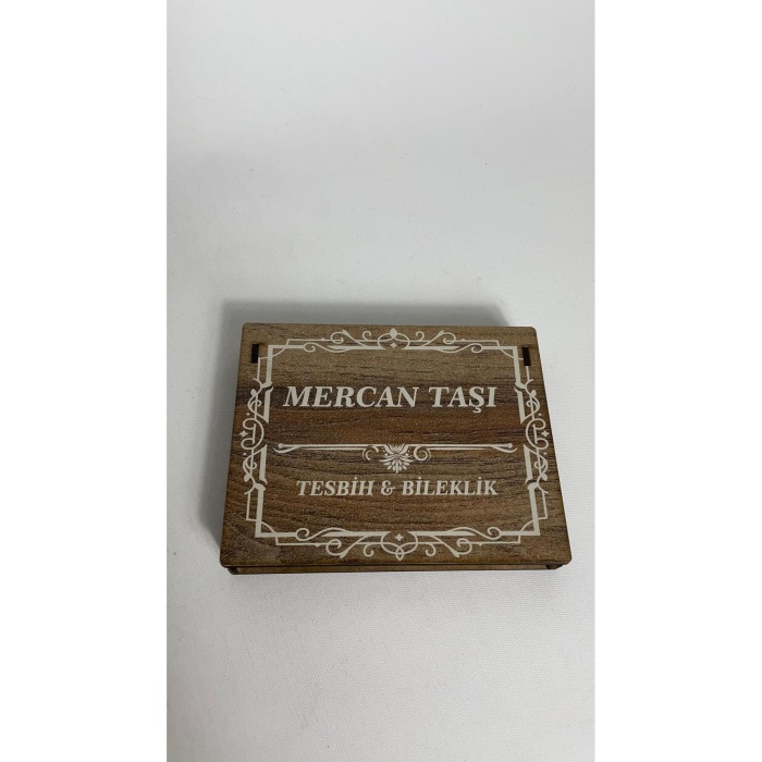 ÖZEL AHŞAP KUTULU MERCAN TAŞI TESBİH BİLEKLİK SET DOĞAL TAŞ